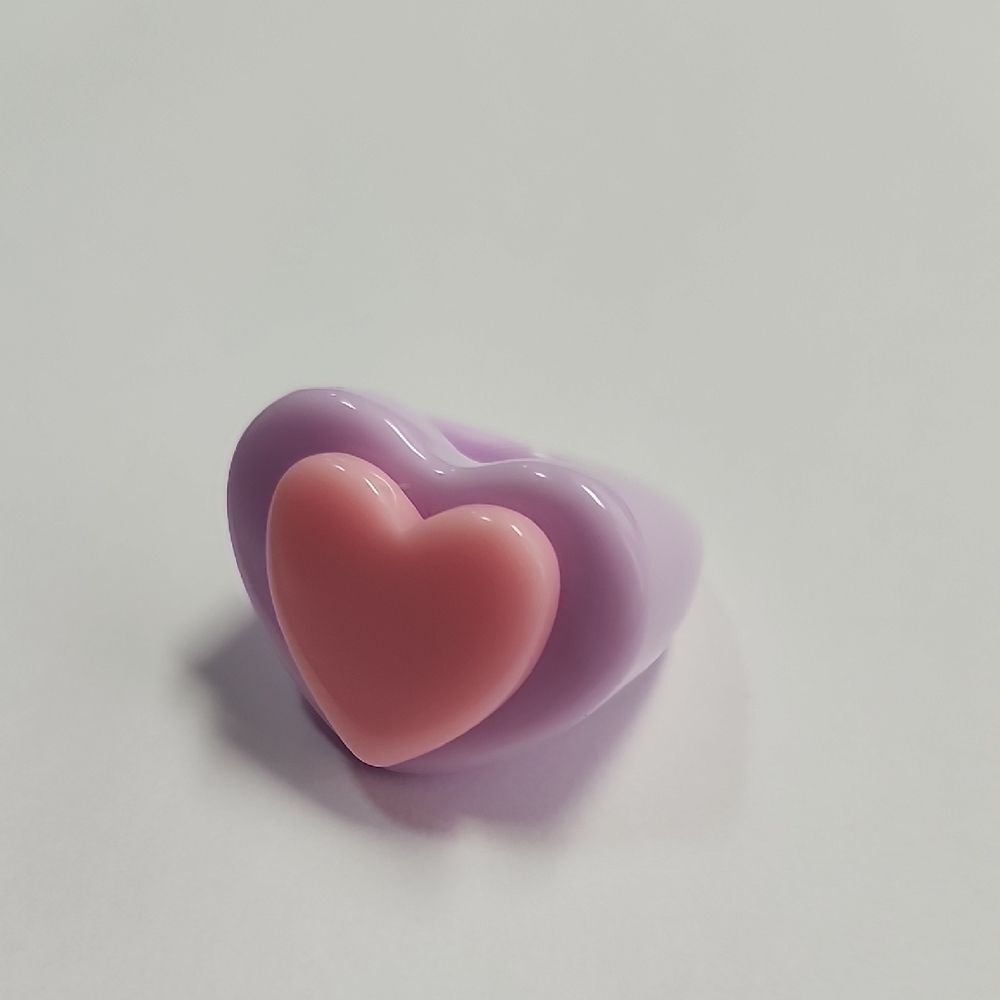I Heart Party Purple and Pink Ring by Sparklemuse Size 8